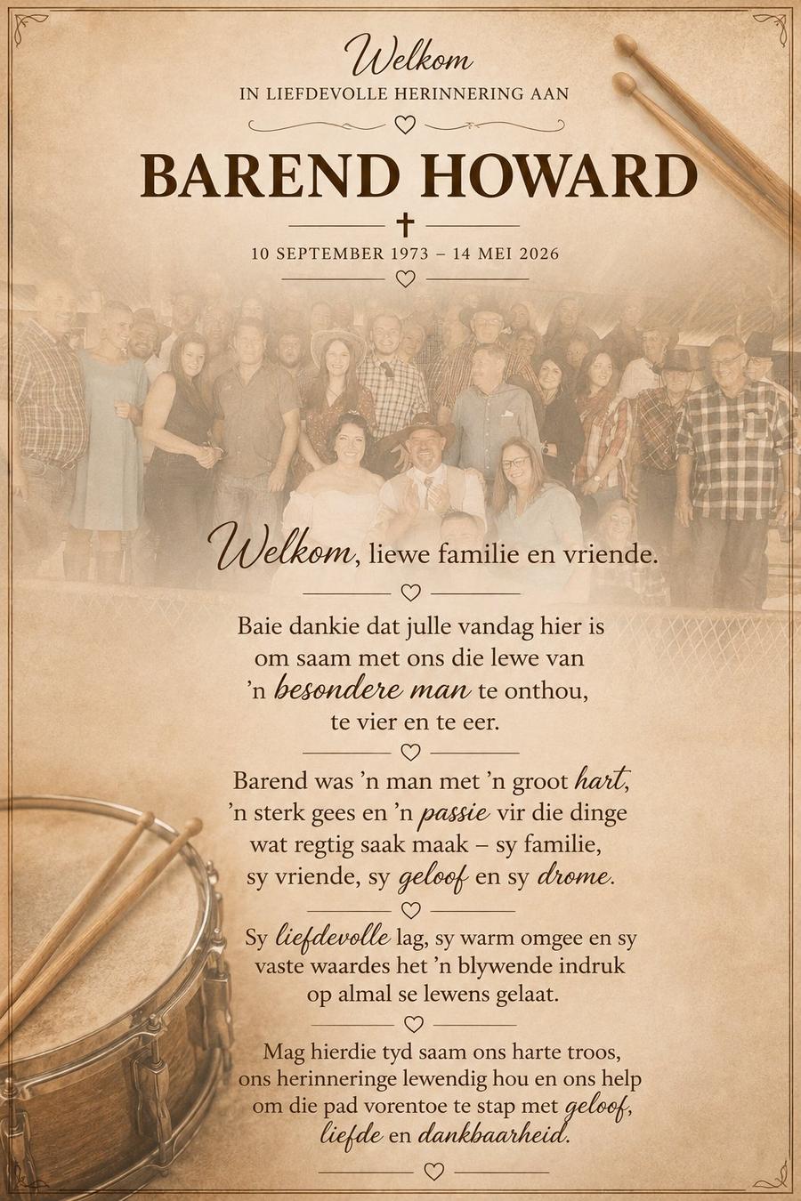 Welkom Brief – Barend Howard